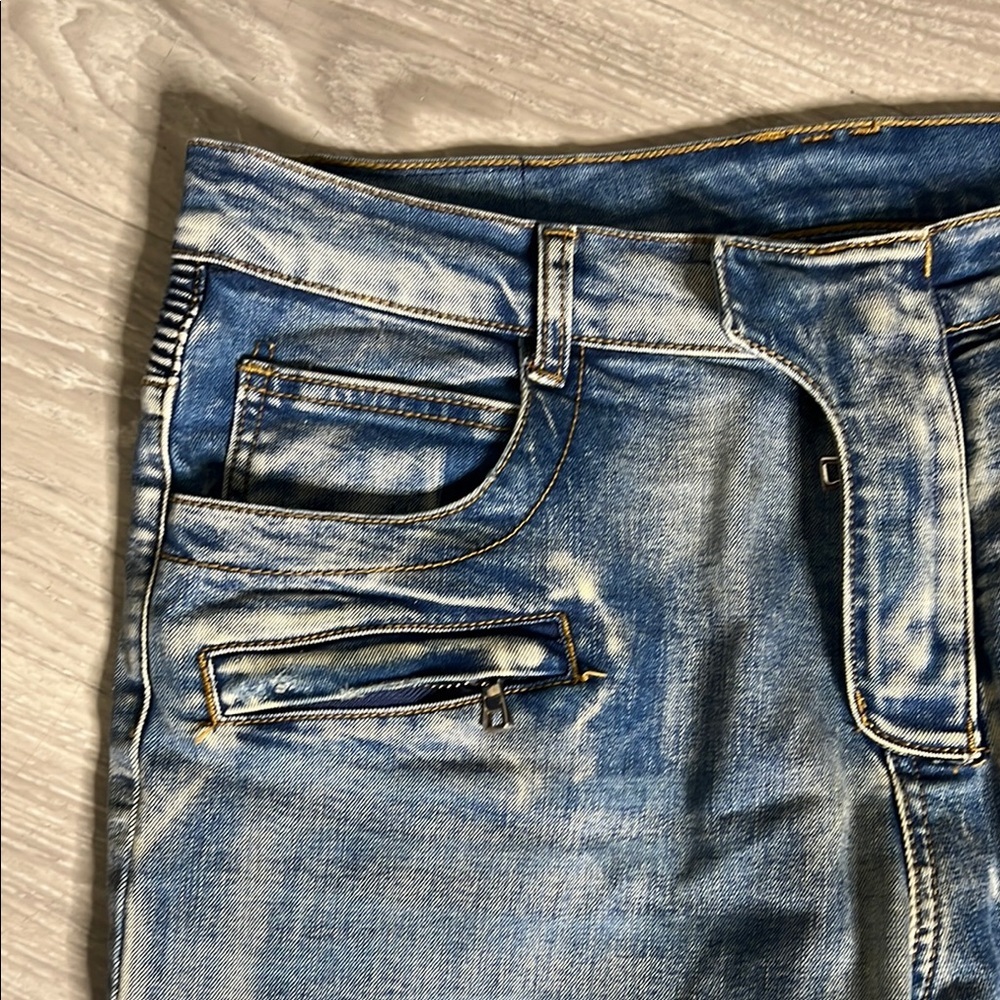 Balmain Paris Blue Slim Fit Biker Jeans (36-34) - Picture 4 of 15